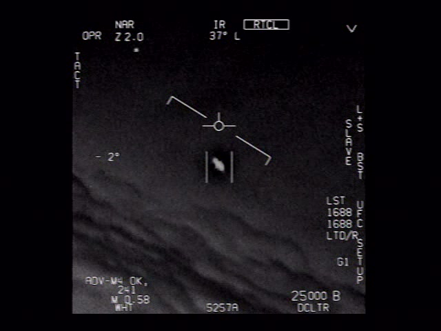 Still from the Pentagon’s official Gimbal UAP sensor video, released by the U.S. government for public use